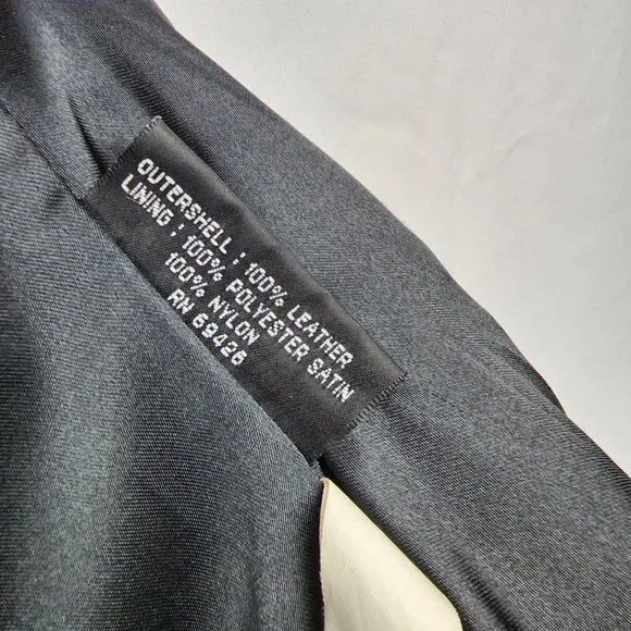 Vintage Wilsons Leather Black Button Up Button Up Jacket Inner Zip Pocket Medium - Picture 14 of 15